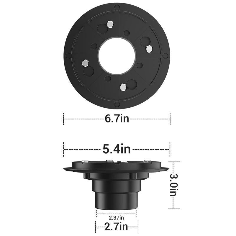 EXF Round Shower Drain Base Kit for 2 Inch and 3 Inch Waste Pipe, Black Shower Drain Flange with Threaded Adaptor and Rubber Coupler for No Hub Square & Linear Shower Drain Installation - Image 5